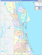 Palm Bay-Melbourne-Titusville Metro Area Wall Map Color Cast Style